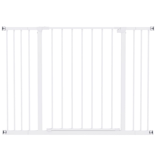 Photo of PawHut Dog Gate Pet Safety Gate Stair Barrier Pressure Mount Adjustable 76-82/86-97/101-107 cm, White in White colour on a white background
