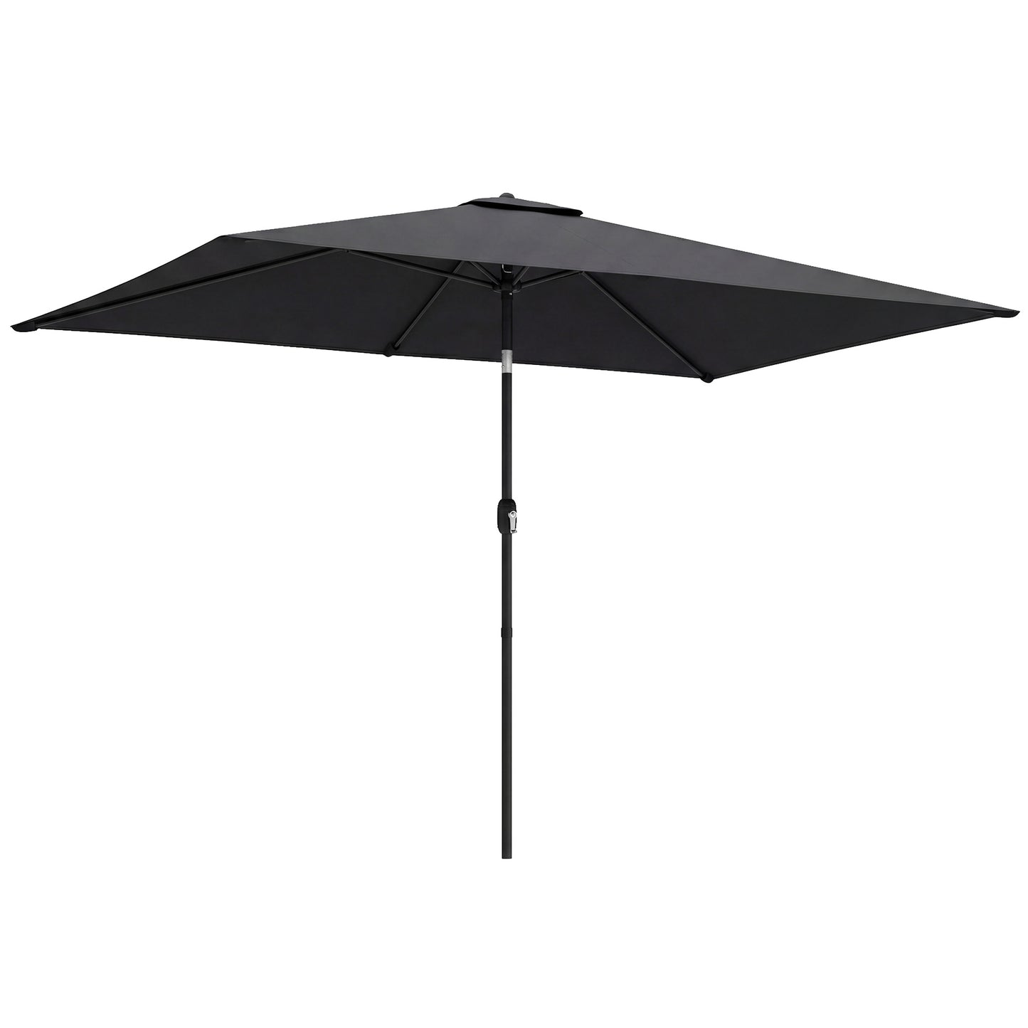 Photo of Outsunny Garden Parasol, Parasol Umbrella with Crank Handle, Tilt Function, Polyester Canopy, Black in Black colour on a white background