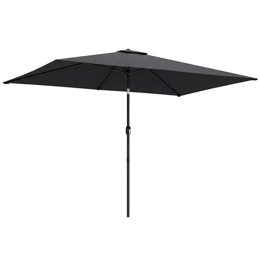 Photo of Outsunny Garden Parasol, Parasol Umbrella with Crank Handle, Tilt Function, Polyester Canopy, Black in Black colour on a white background