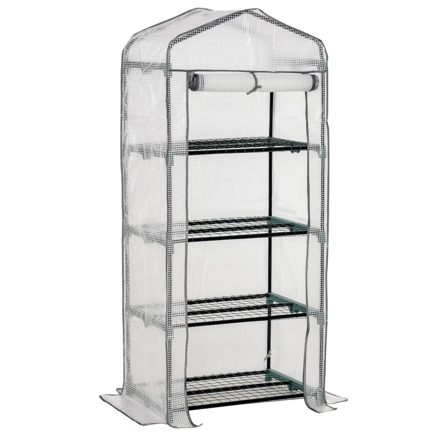 Photo of Outsunny 4 Tiers Mini Portable Greenhouse Compact Plant Grow Shed Metal Frame PE Cover 160H x 70L x 50Wcm in 50Wcm colour on a white background