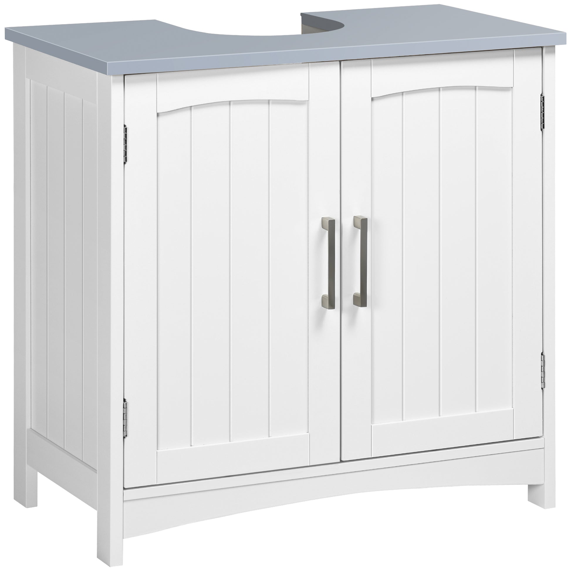Photo of kleankin Pedestal Under Sink Cabinet with Double Doors, Modern Bathroom Vanity Unit, Storage Cupboard with Adjustable Shelves, White in White colour on a white background
