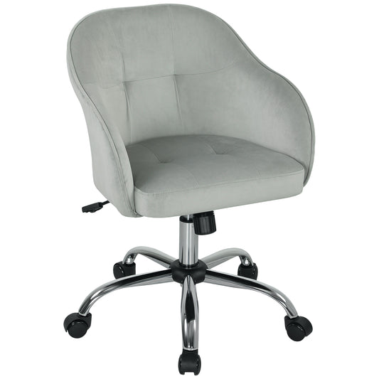 Photo of HOMCOM 46-56 cm Velvet-feel Office Chair - Grey in Grey colour on a white background