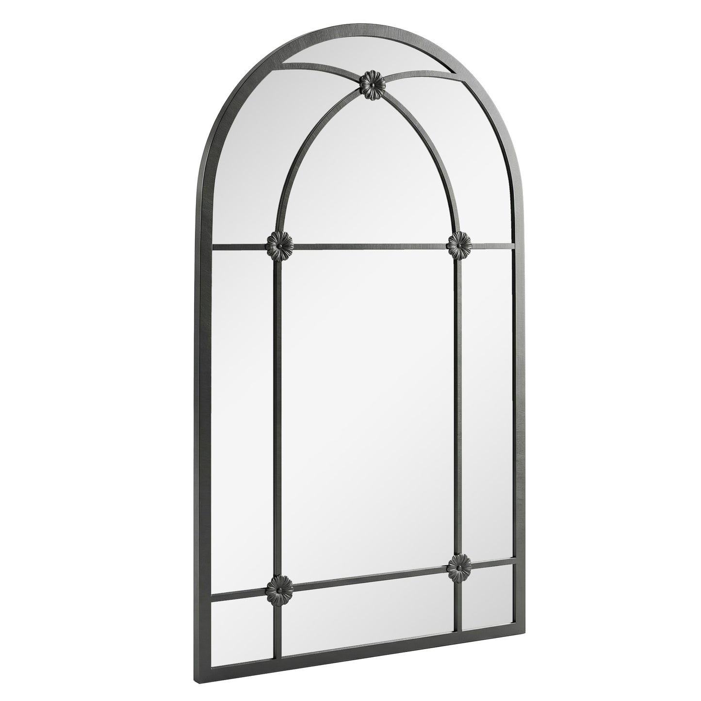 Photo of Outsunny Arched Mirror, Shatterproof Acrylic Windowpane Wall Mounted Mirror with Robust Metal Frame, 100 x 60 cm, Black in Black colour on a white background