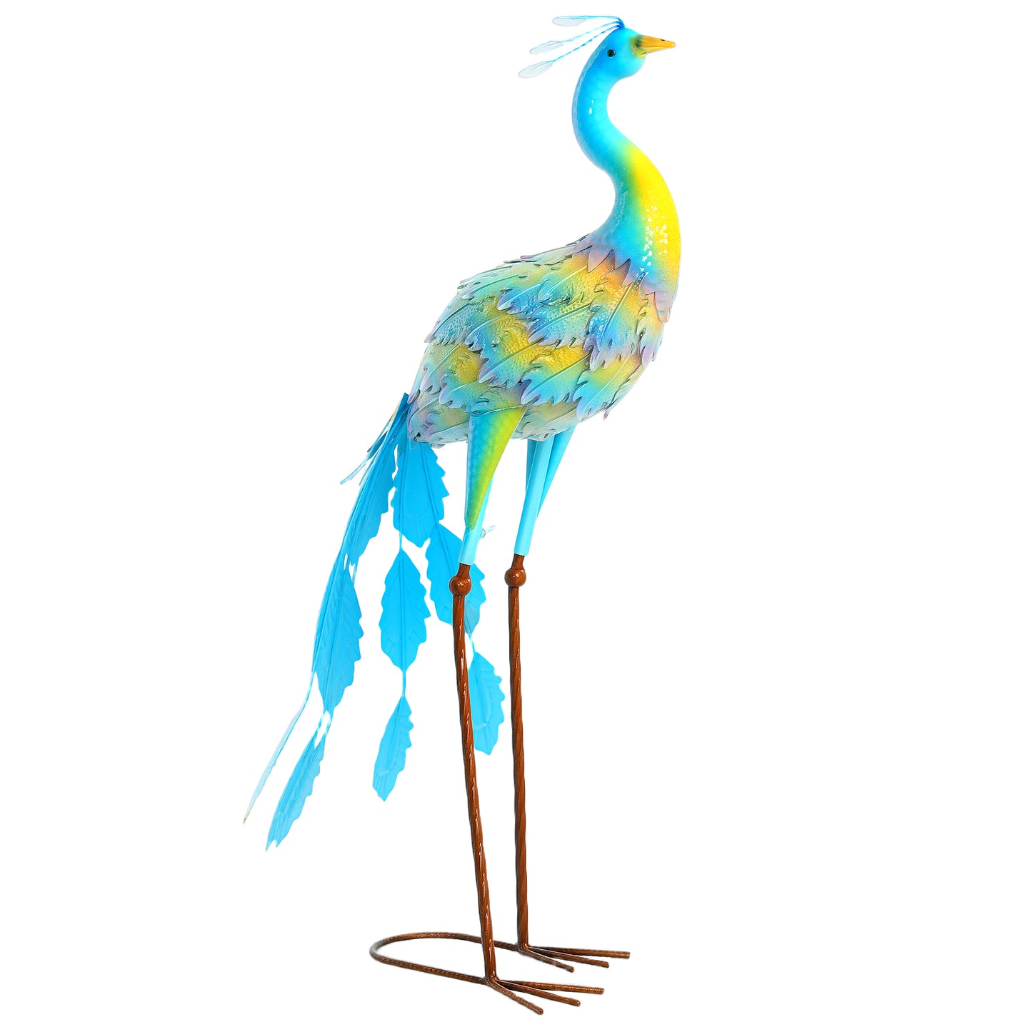 Photo of Outsunny Peacock Garden Statue, Standing Garden Ornament, Metal Garden Gift with Stakes for Patio Pond Landscape Decoration, Multi-Colour in Multi-Colour colour on a white background