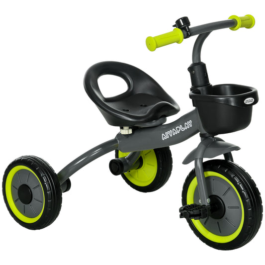 Photo of AIYAPLAY Kids Trike, Tricycle, with Adjustable Seat, Basket, Bell, for Ages 2-5 Years - Black in Black colour on a white background