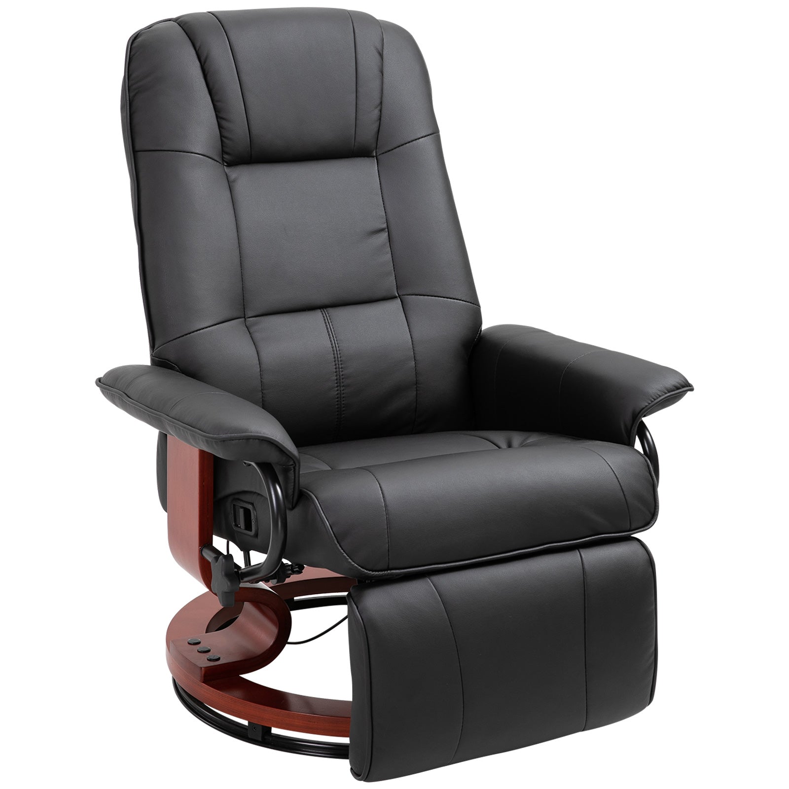 Photo of HOMCOM Reclining Swivel Chair, with Footrest - Black in Black colour on a white background