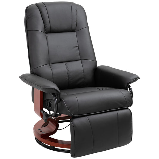 Photo of HOMCOM Reclining Swivel Chair, with Footrest - Black in Black colour on a white background