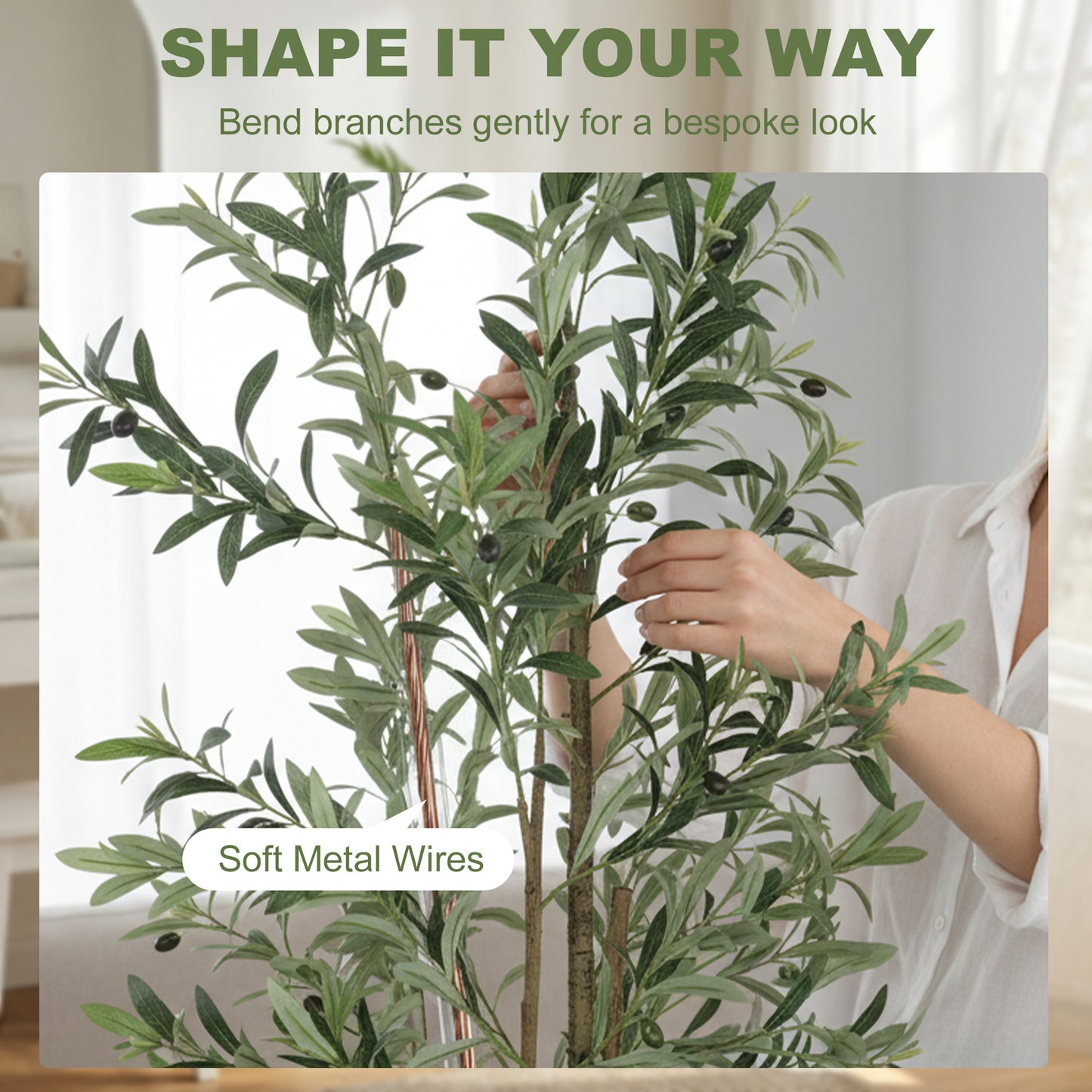 HOMCOM Decorative Artificial Plant, 175 cm Silk Olive Tree with 787 Leaves in Cement Pot, Fake Plant