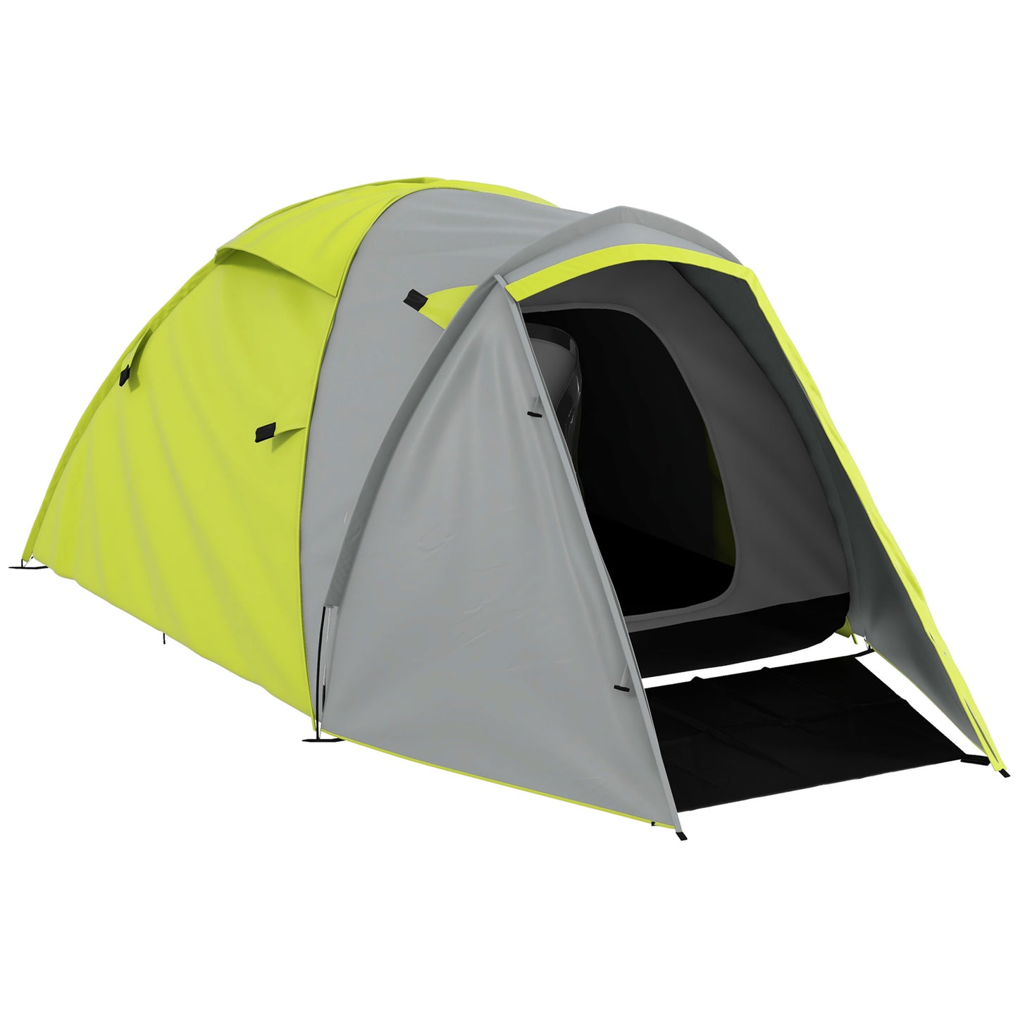 Photo of Outsunny Two-Man Dome Tent, with Front Porch and Accessories - Yellow/Grey in Yellow/Grey colour on a white background