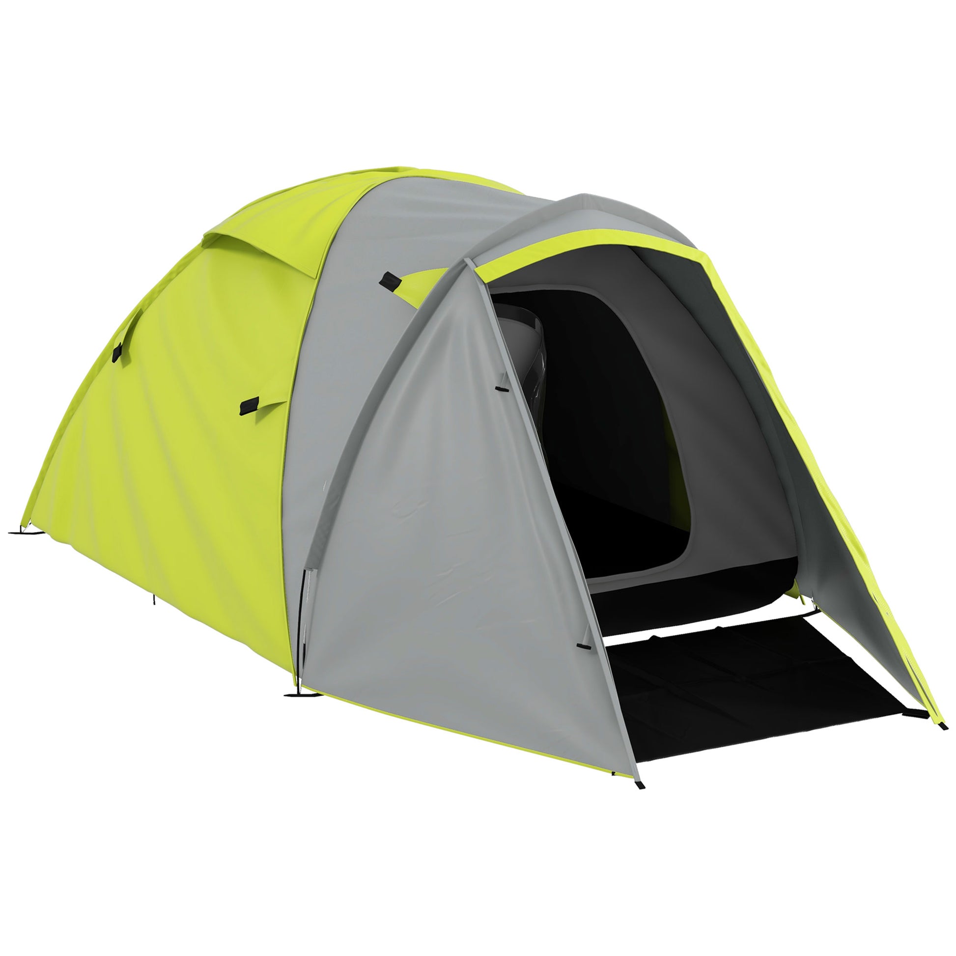 Photo of Outsunny Two-Man Dome Tent, with Front Porch and Accessories - Yellow/Grey in Yellow/Grey colour on a white background
