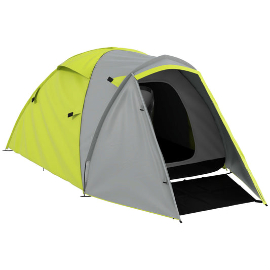 Photo of Outsunny Two-Man Dome Tent, with Front Porch and Accessories - Yellow/Grey in Yellow/Grey colour on a white background