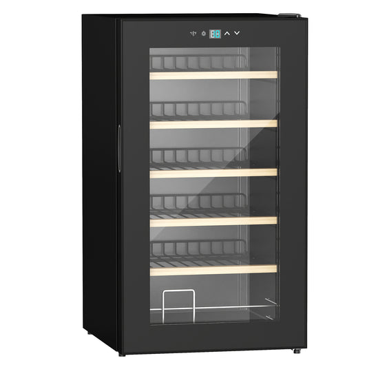 Photo of HOMCOM 24-Bottle 20℃ Wine Cooler Fridge - Black in Black colour on a white background
