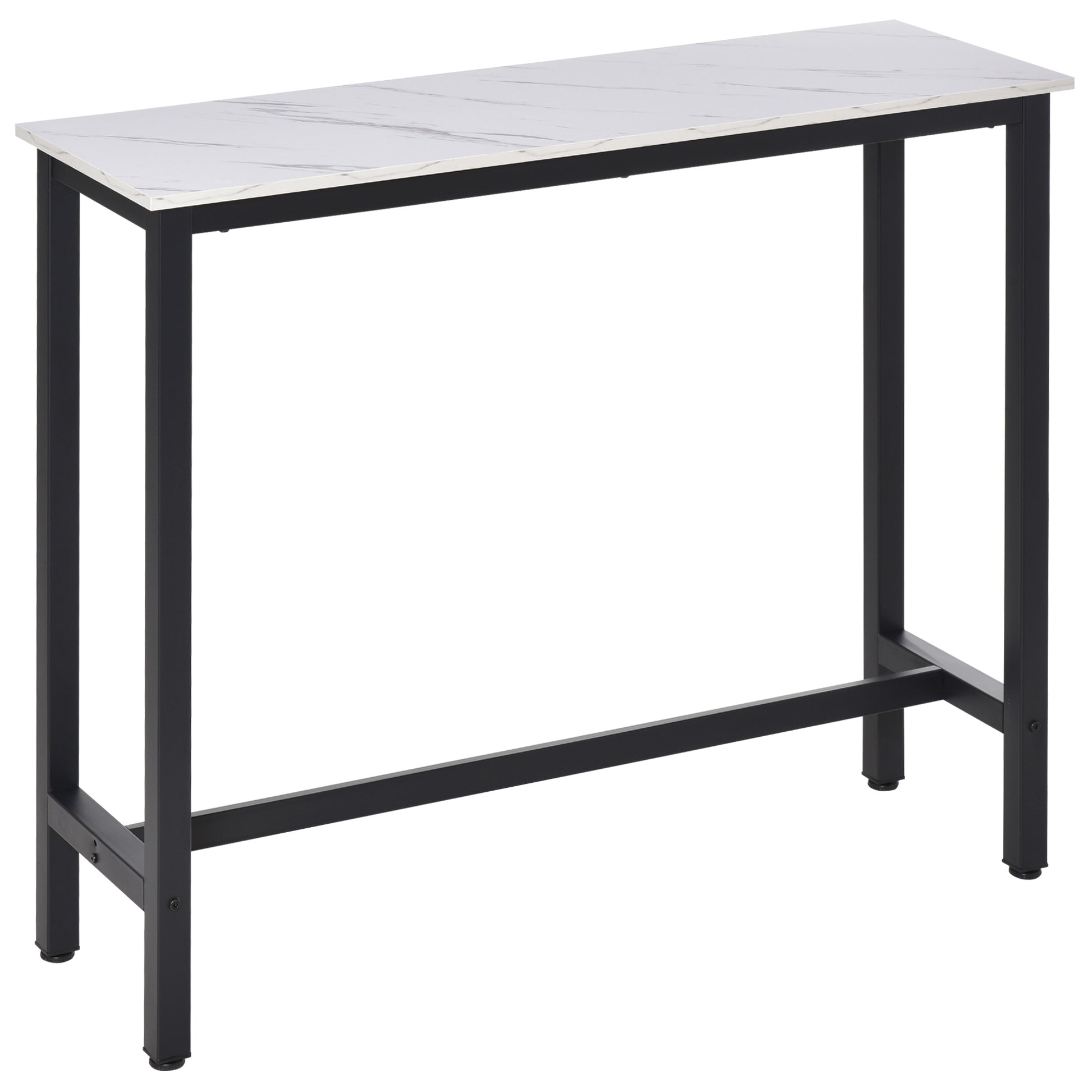 Photo of HOMCOM Rectangular Bar Table, Wood Effect Coffee Table for Small Space, Breakfast Dining, Kitchen, Industrial, White & Black in Black colour on a white background