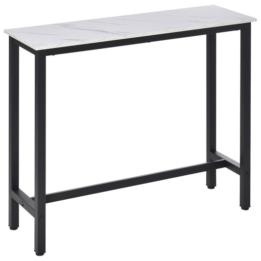 Photo of HOMCOM Rectangular Bar Table, Wood Effect Coffee Table for Small Space, Breakfast Dining, Kitchen, Industrial, White & Black in Black colour on a white background