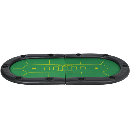 Photo of SPORTNOW Foldable Poker Mat, 10-Player Table Top with Cup Holder, Carry Bag - Green in Green colour on a white background