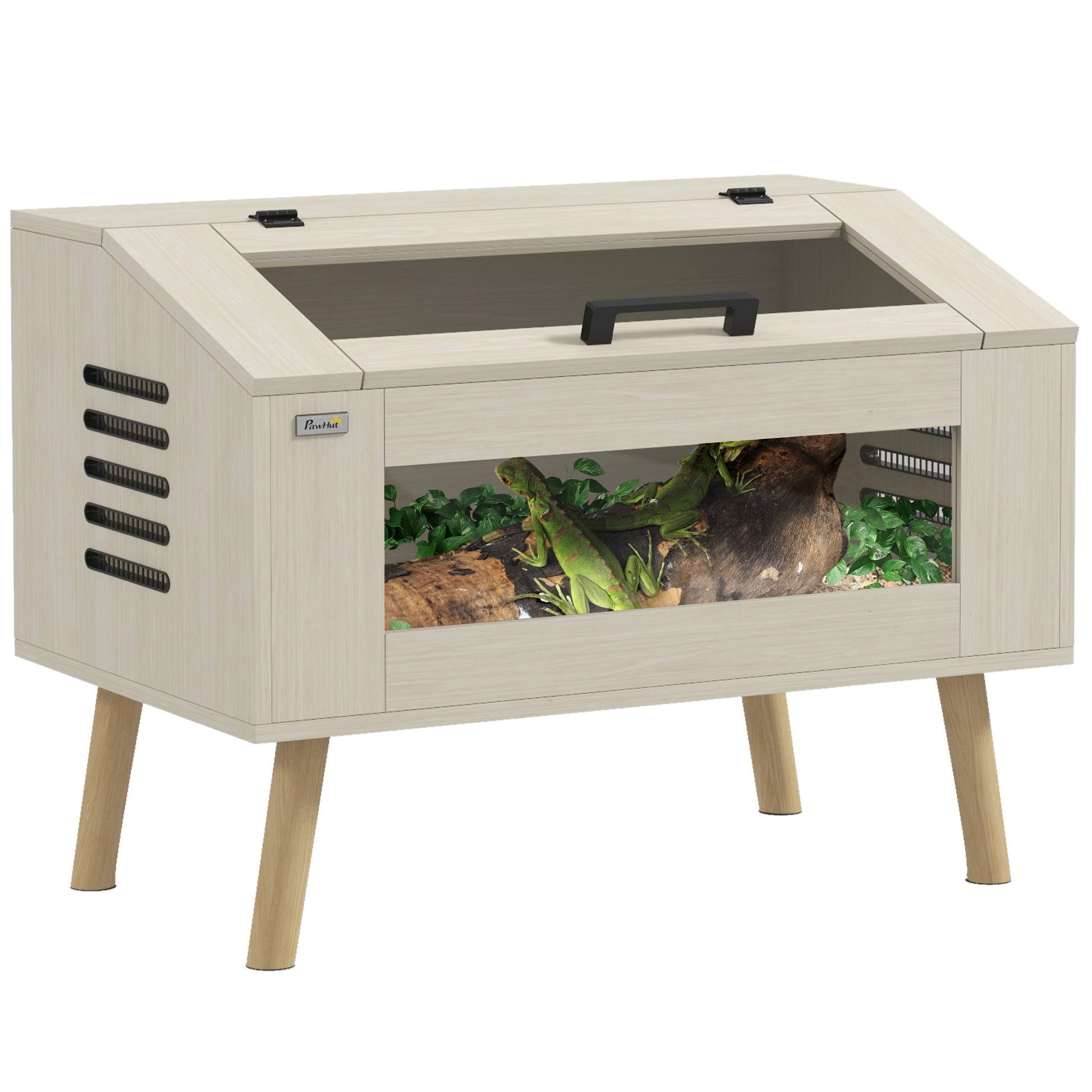 Photo of PawHut 111L Vivarium for Snakes, Lizards, Horned Frogs, Chameleons, Hamsters, Gerbils with Tempered Glass Windows in Windows colour on a white background