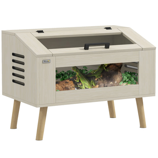 Photo of PawHut 111L Vivarium for Snakes, Lizards, Horned Frogs, Chameleons, Hamsters, Gerbils with Tempered Glass Windows in Windows colour on a white background