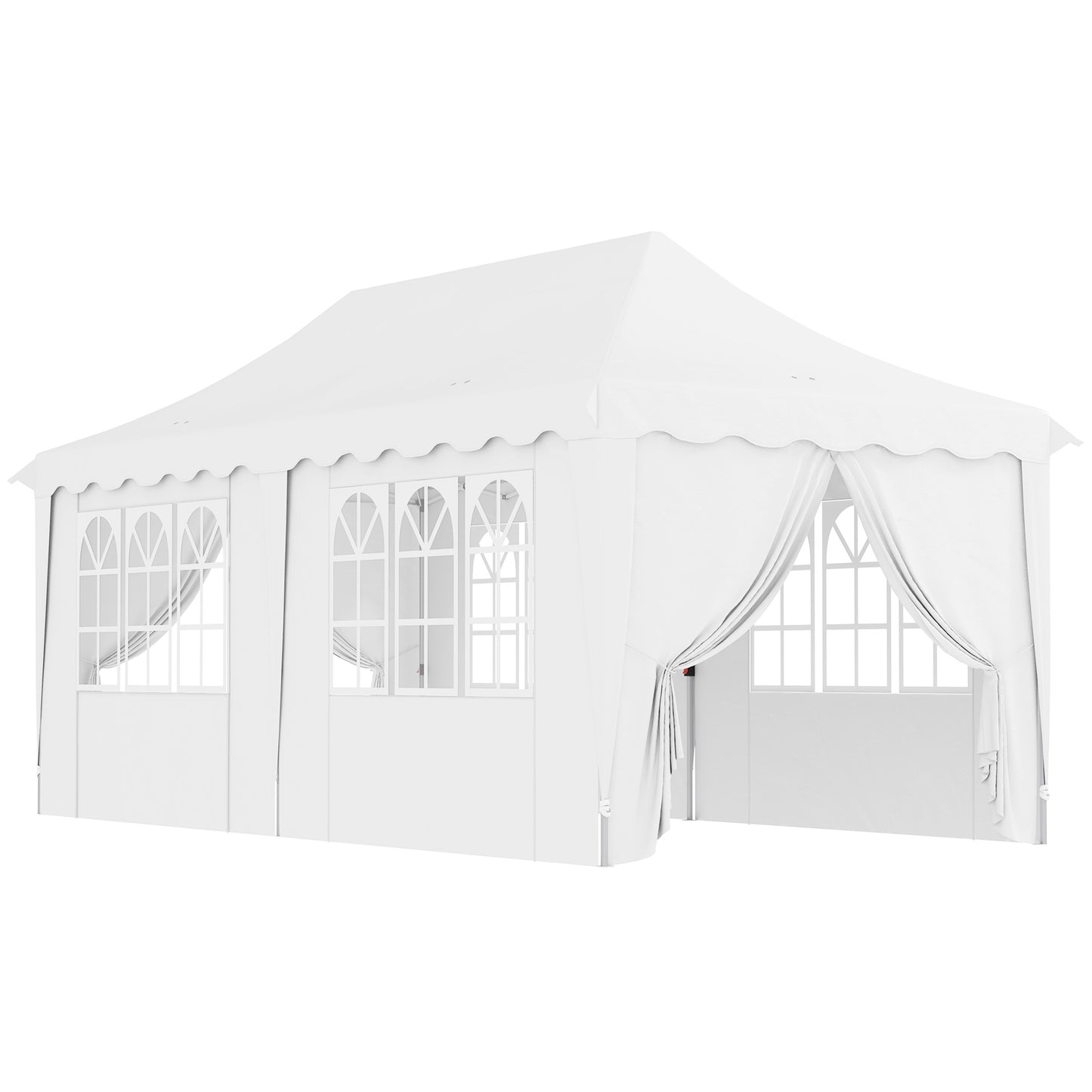 Photo of Outsunny 3 x 6m Pop Up Gazebo with Sides, UPF50+ Height Adjustable Marquee Party Tent, Wedding Canopy, Instant Event Shelter with Carry Bag and Sand Bags for Garden, White in White colour on a white background