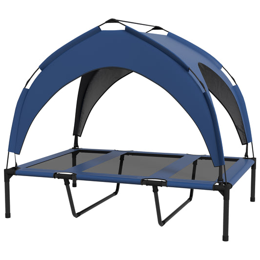 Photo of PawHut Cooling Raised Pet Bed w/ Washable Breathable Mesh, for Large Dogs, 106 x 76 x 94cm - Dark Blue in Blue colour on a white background