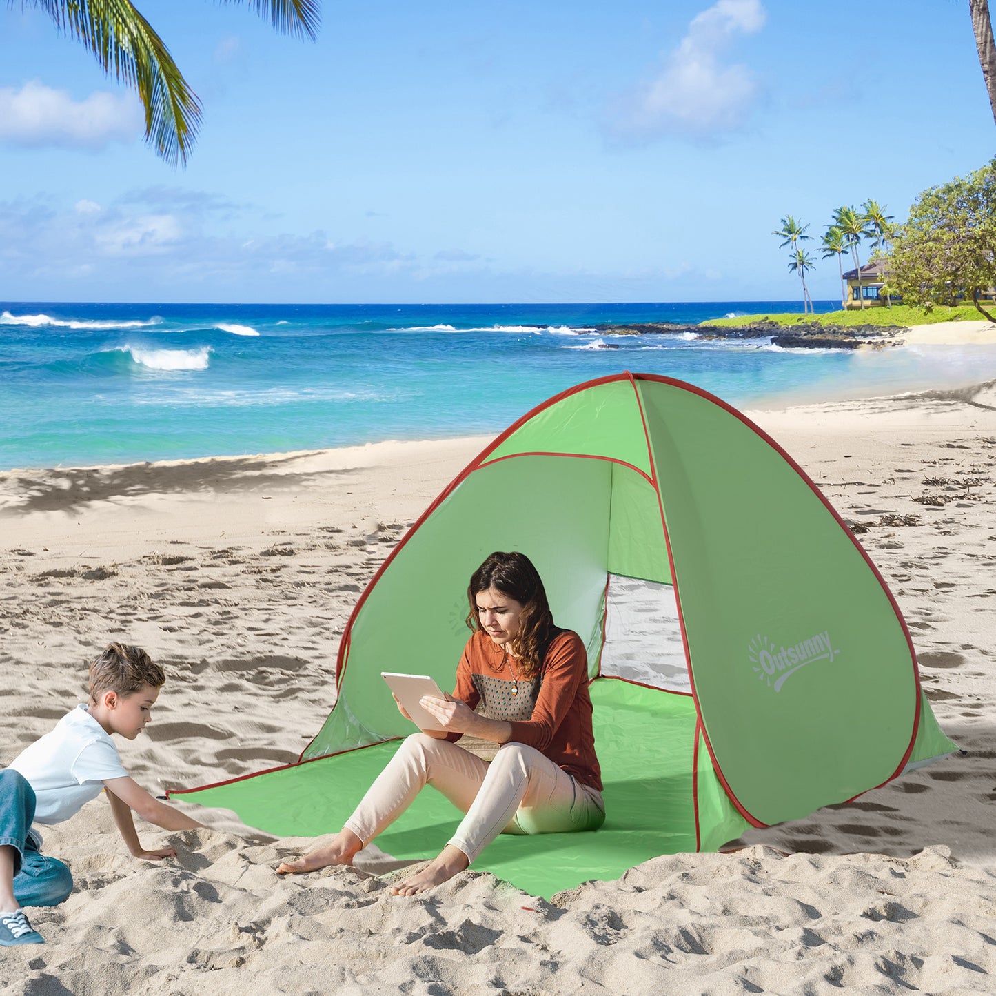Photo of Outsunny Pop Up Tent Beach Fishing Camping UV Protection Patio Sun Shade Shelter in Shelter colour on a white background