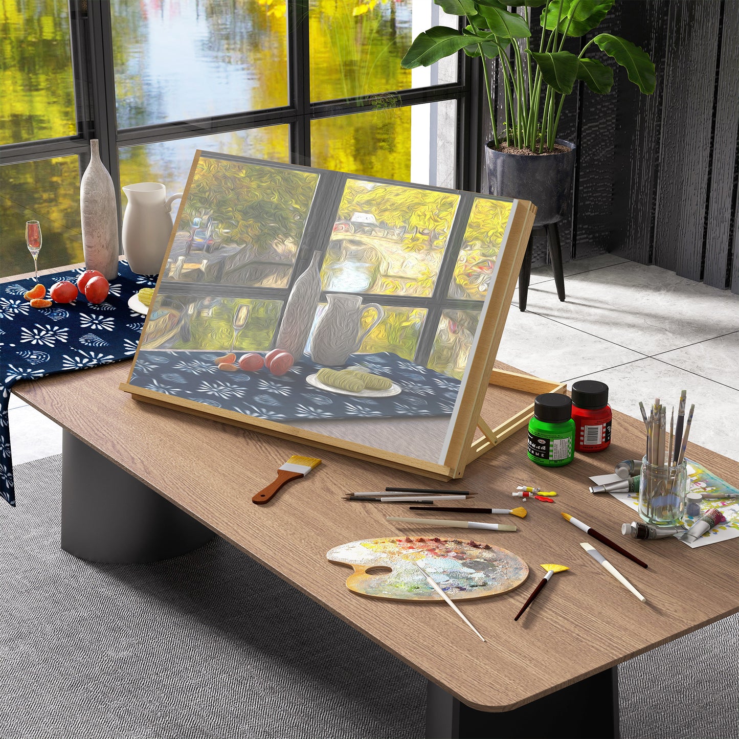 Vinsetto A2 Table Easel, Wooden Drawing Board, Adjustable Desktop Workstation Board for Artists & Crafters, Portable Beech Wood Table Top Box Easel for Painting, Sketching, Arts Crafts