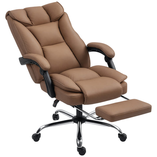 Photo of HOMCOM 155° Reclining Faux Leather Swivel Office Chair - Brown in Brown colour on a white background