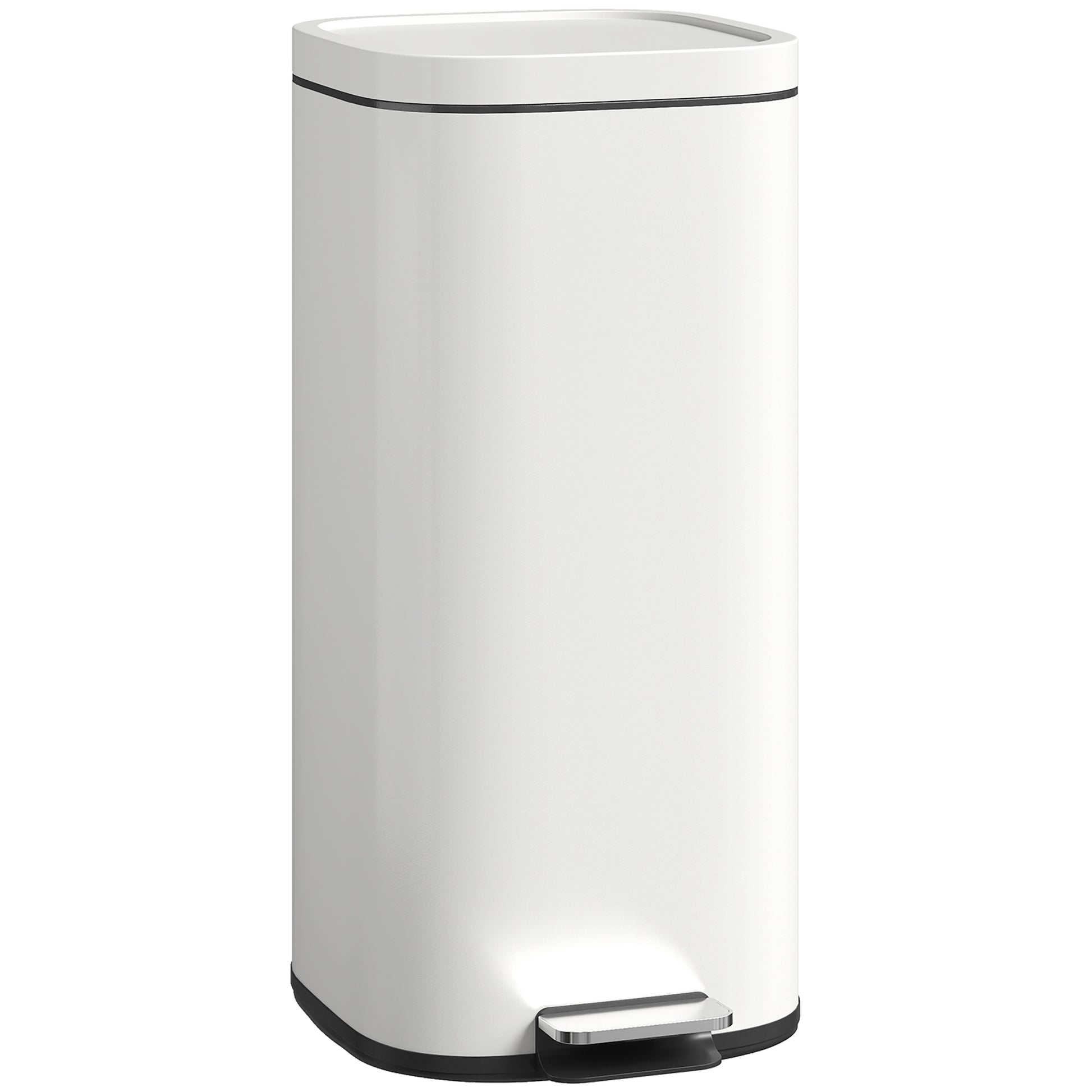 Photo of HOMCOM 30L Kitchen Bin, Compact Pedal Bin with Soft-Close and Stay-Open Lid, Removable Bucket for Kitchen, Home, Office, Cream in Cream colour on a white background