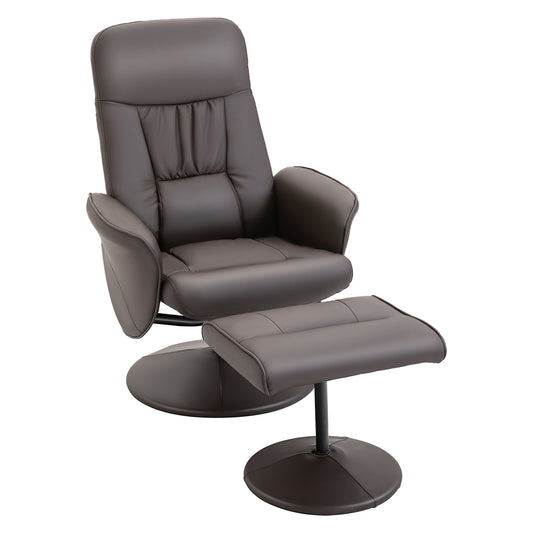 Photo of HOMCOM Executive Recliner Chair High Back and Footstool Armchair Lounge Seat Brown in Brown colour on a white background