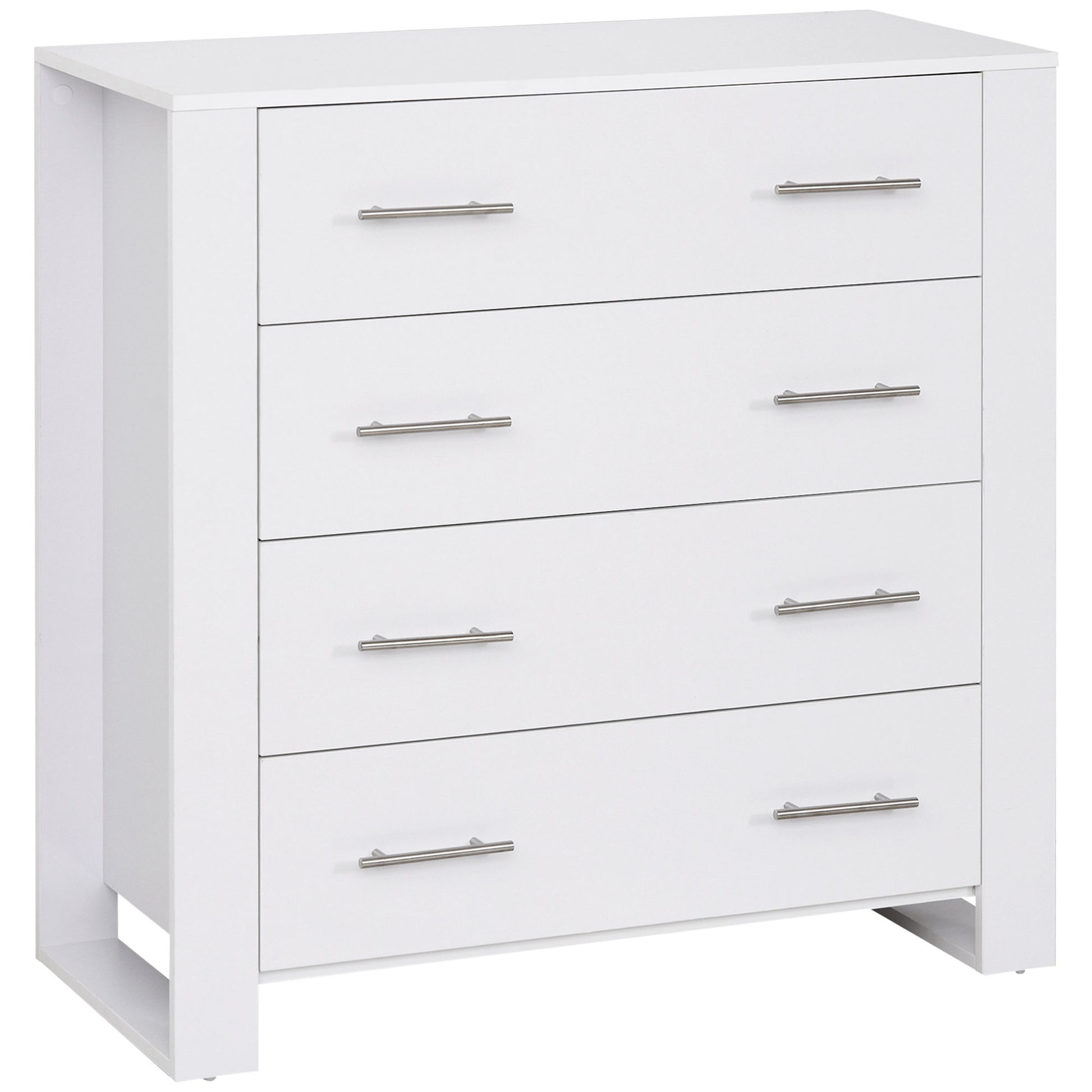 Photo of HOMCOM Chest Of 4 Drawers Storage Cabinet Bedroom Clothes w/Metal Handles Base Freestanding Unit Furnishing Living Room White in White colour on a white background