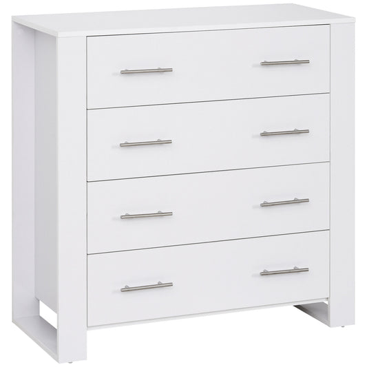 Photo of HOMCOM Chest Of 4 Drawers Storage Cabinet Bedroom Clothes w/Metal Handles Base Freestanding Unit Furnishing Living Room White in White colour on a white background