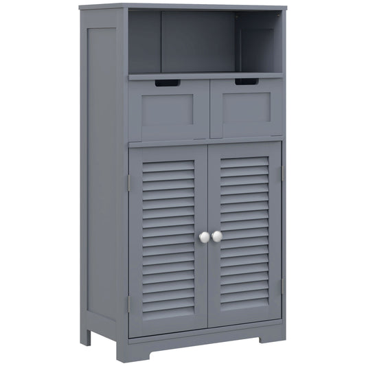 Photo of kleankin Three-Part Bathroom Storage Unit, with Shelf, Drawers & Cupboard - Grey in Grey colour on a white background