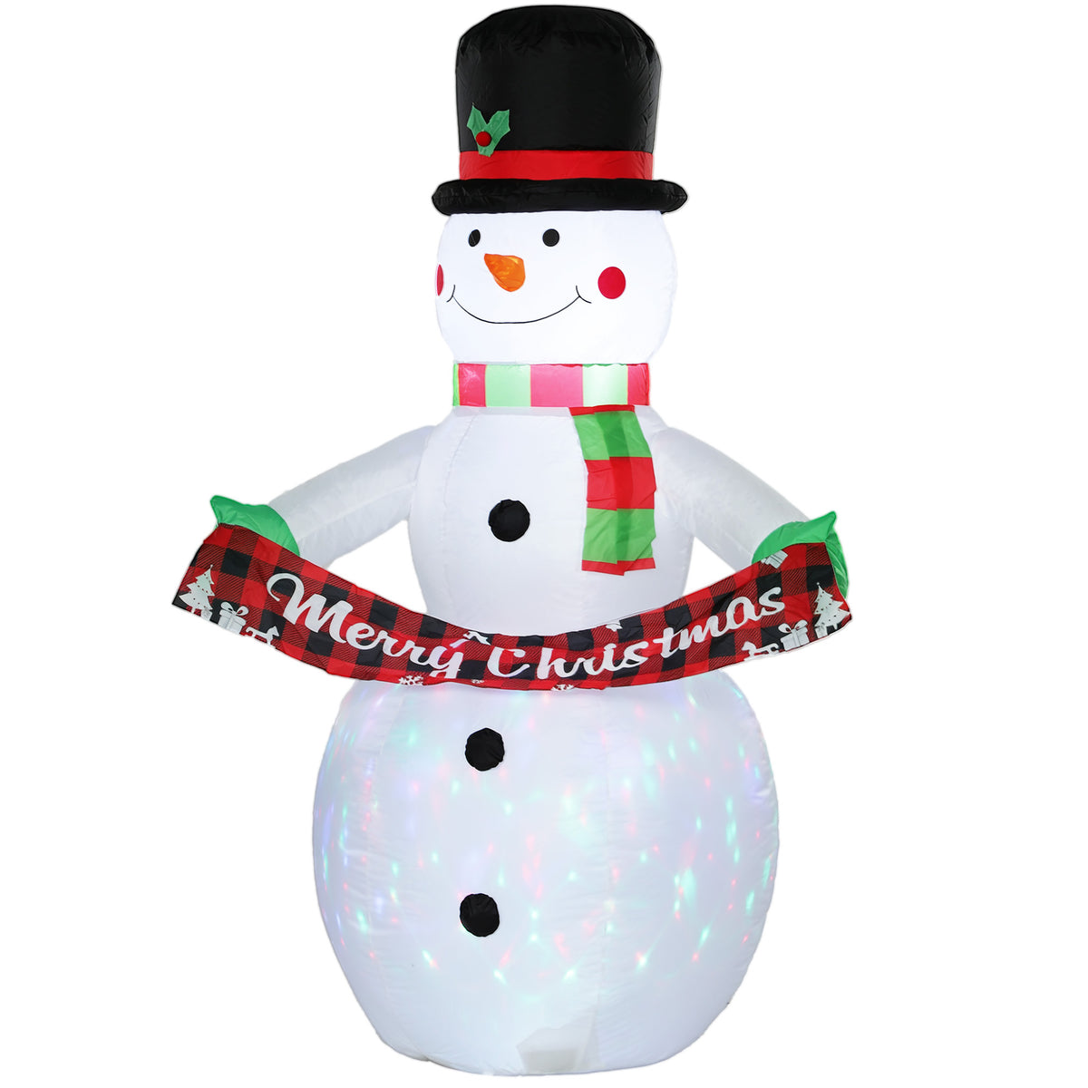 Photo of Inflatable Christmas Decoration, Outsunny 6.7FT Christmas Inflatable Snowman with Colourful LED Light in Light colour on a white background