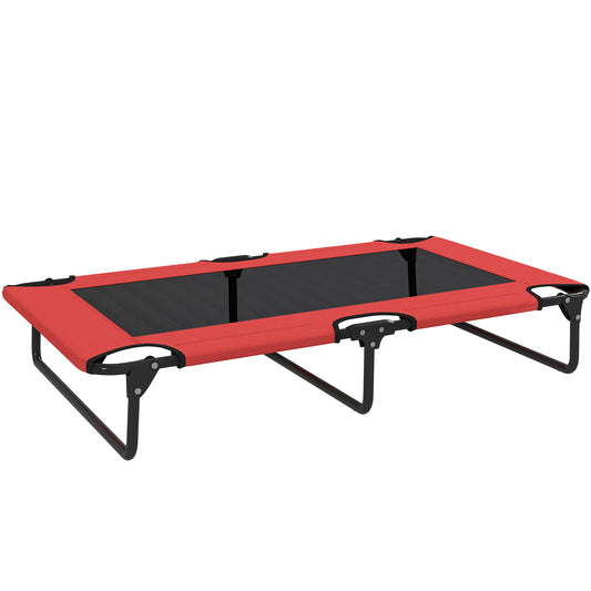Photo of PawHut Portable Raised Dog Bed, Elevated Pet Cot with Breathable Mesh for Indoor Outdoor, for Large Dogs, Red in Red colour on a white background