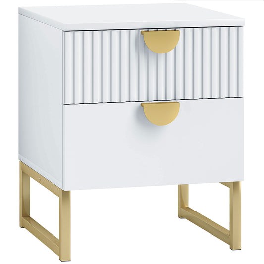 Photo of HOMCOM Elegant Two-Drawer Bedside Table - White in White colour on a white background