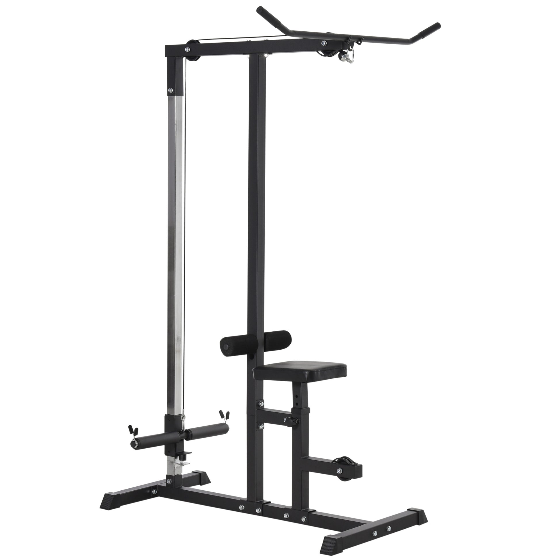 Photo of HOMCOM Exercise Pulley Machine Power Tower with Adjustable Seat Cable Positions in Positions colour on a white background