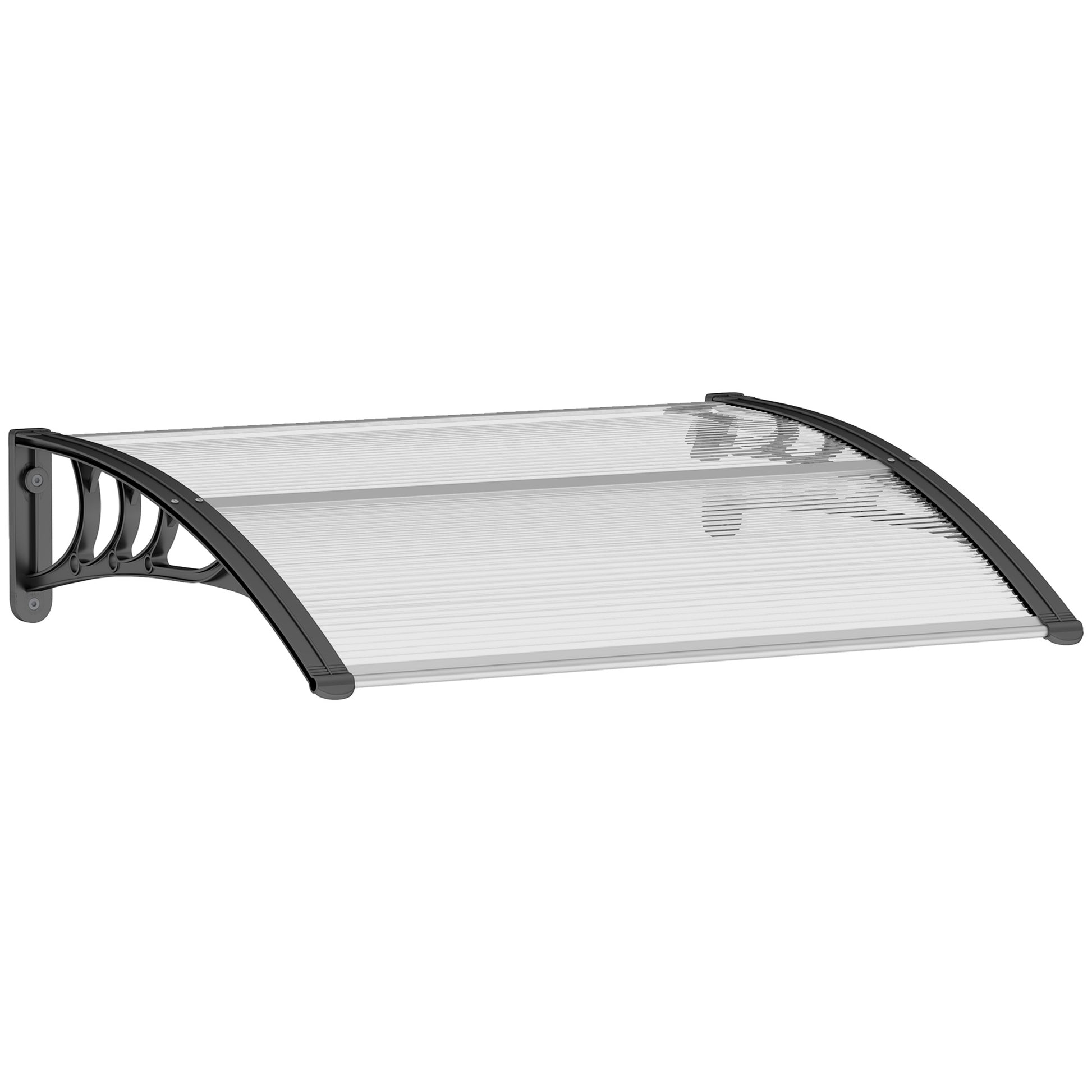 Photo of Outsunny Front Door Canopy Outdoor Awning Aluminium Rigid Plastic Polycarbonate Rain Shelter UV Water Rain Resistant 120 x 75cm White in White colour on a white background