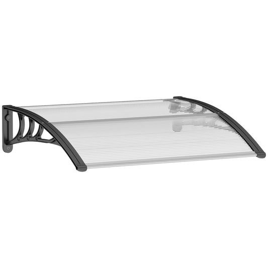 Photo of Outsunny Front Door Canopy Outdoor Awning Aluminium Rigid Plastic Polycarbonate Rain Shelter UV Water Rain Resistant 120 x 75cm White in White colour on a white background