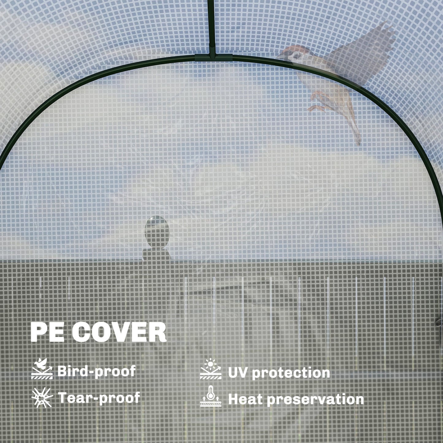 Outsunny Walk-in Greenhouse with Shelves, Small Greenhouse with PE Cover and Roll-up Door, 123 x 187 x 189 cm, White