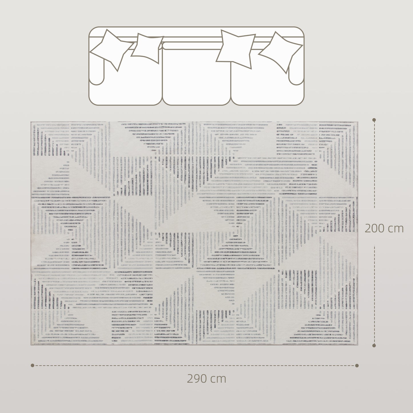 HOMCOM Modern Area Rug, Geometric Pattern Non-Slip Washable Rug, Soft Floor Carpet for Living Room, Bedroom, Dining Room, Home Office, 290 x 200 cm, Grey