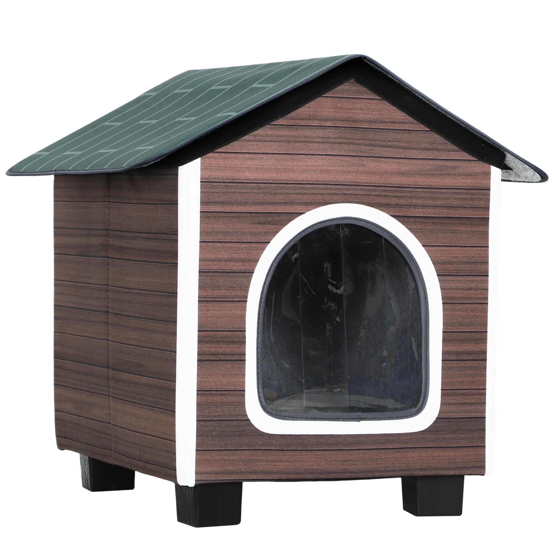Photo of PawHut Insulated Outdoor Cat House, Water-Resistant Feral Cat Shelter with Elevated Base and Cushion, Red-brown in Red-brown colour on a white background