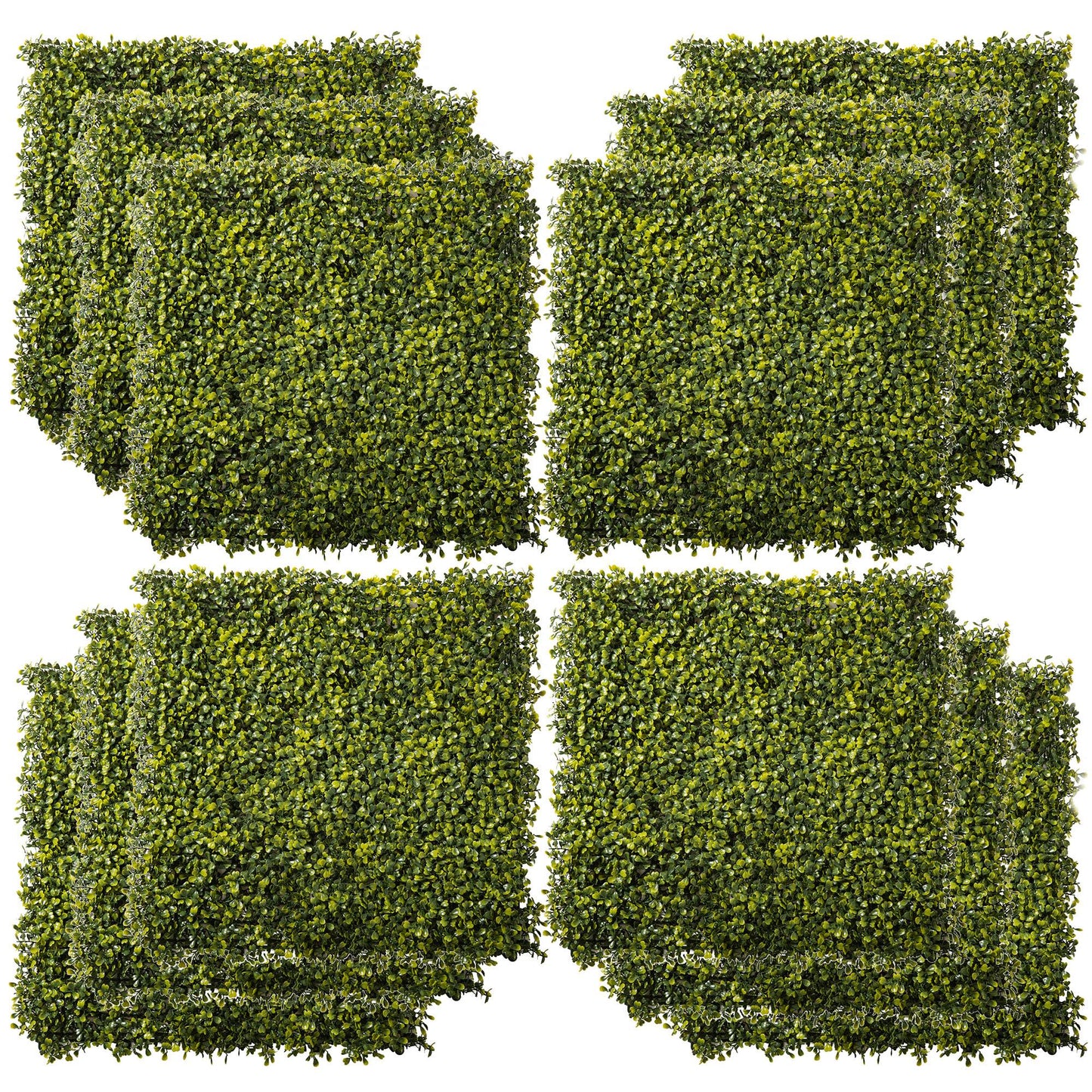Photo of Outsunny 12PCS Artificial Boxwood Wall Panels 50cm x 50cm Grass Privacy Fence Screen Faux Hedge Greenery Backdrop Encrypted Milan Grass for Home Garden Backyard Balcony in Balcony colour on a white background