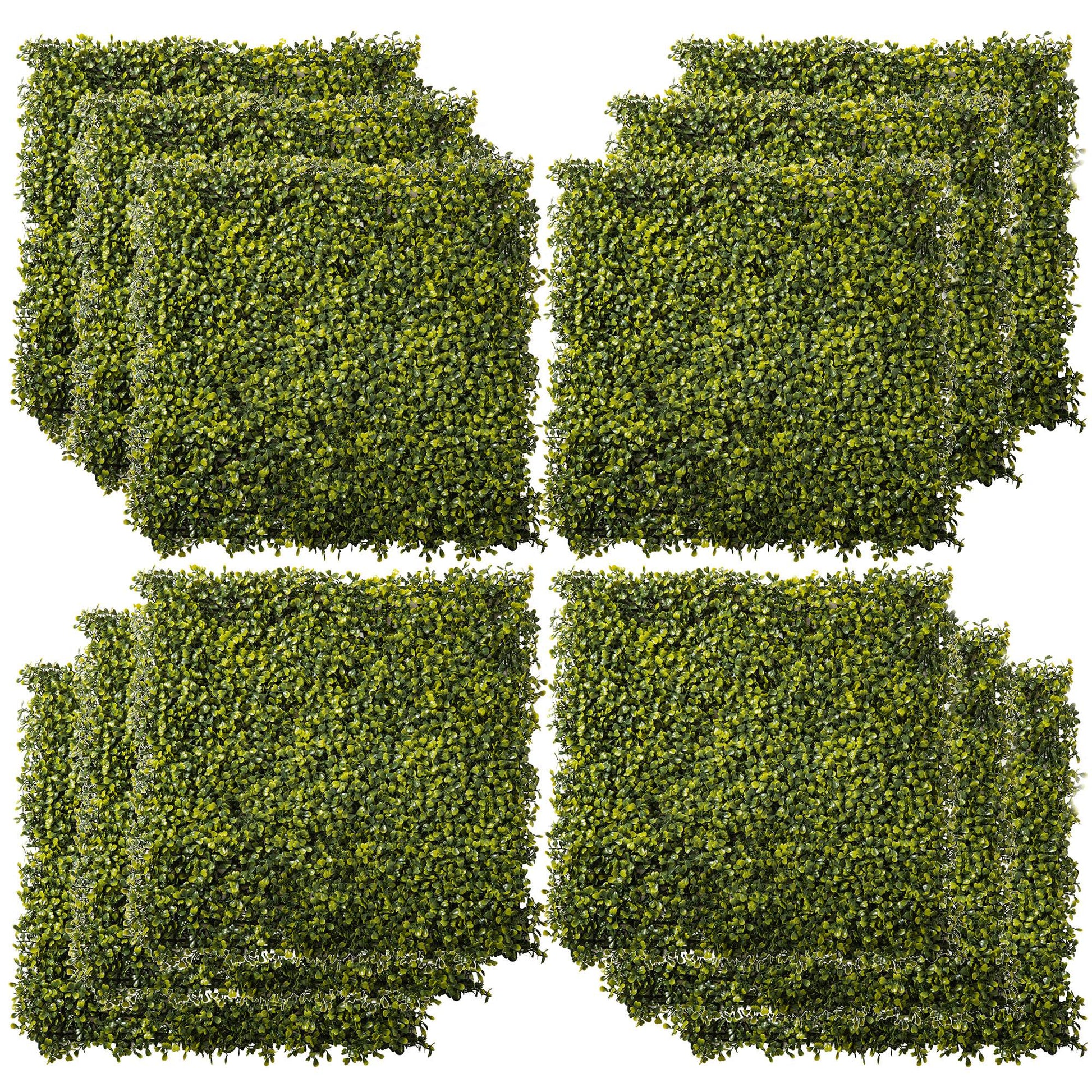 Photo of Outsunny 12PCS Artificial Boxwood Wall Panels 50cm x 50cm Grass Privacy Fence Screen Faux Hedge Greenery Backdrop Encrypted Milan Grass for Home Garden Backyard Balcony in Balcony colour on a white background