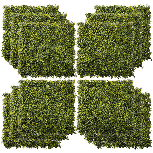 Photo of Outsunny 12PCS Artificial Boxwood Wall Panels 50cm x 50cm Grass Privacy Fence Screen Faux Hedge Greenery Backdrop Encrypted Milan Grass for Home Garden Backyard Balcony in Balcony colour on a white background