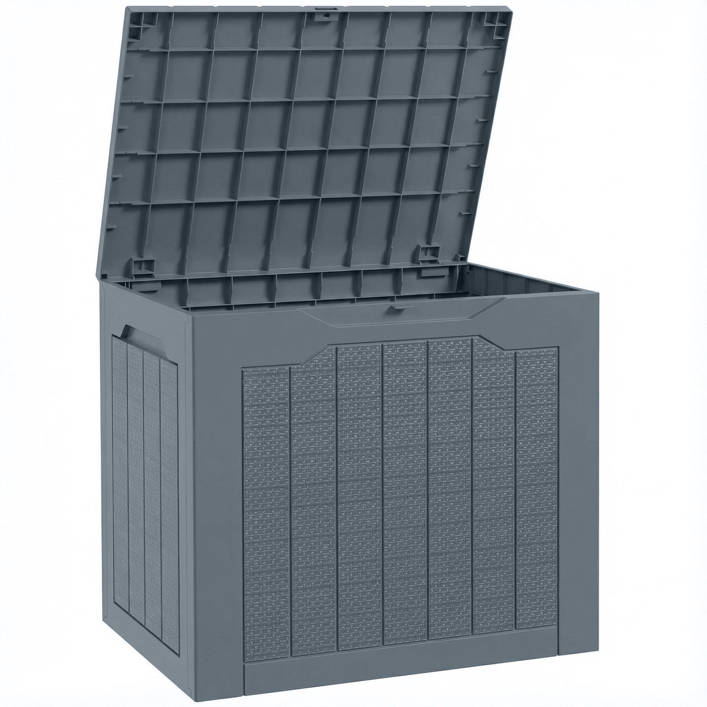 Photo of Outsunny 93L Plastic Garden Storage Box, Outdoor Storage Box with Handles, Waterproof Outdoor Storage Container, Light Grey in Grey colour on a white background