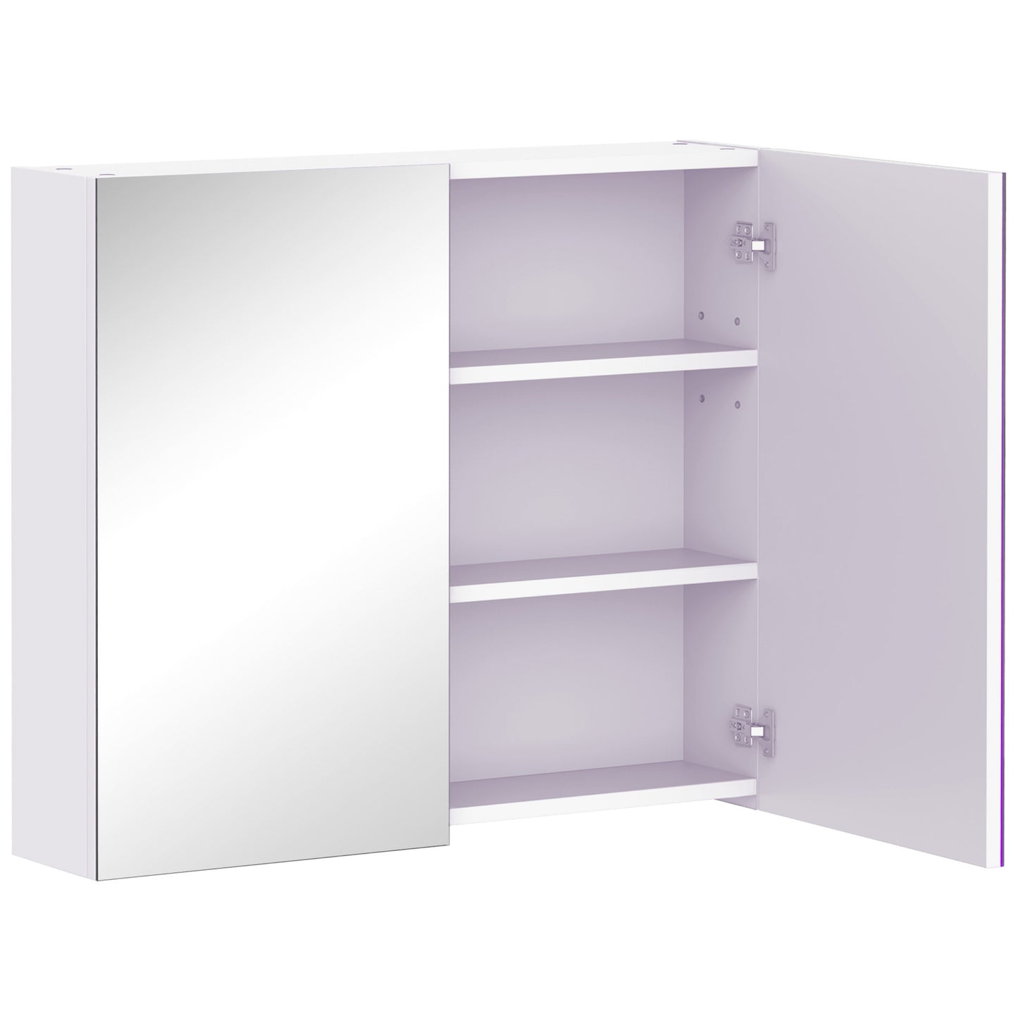 Photo of HOMCOM Bathroom Mirror Cabinet, 3-Tier Wall Mount Bathroom Storage Cabinet with Soft-Close Hinges and Adjustable Shelf, Double Door Cupboard, 70 x 15 x 60 cm, White in White colour on a white background