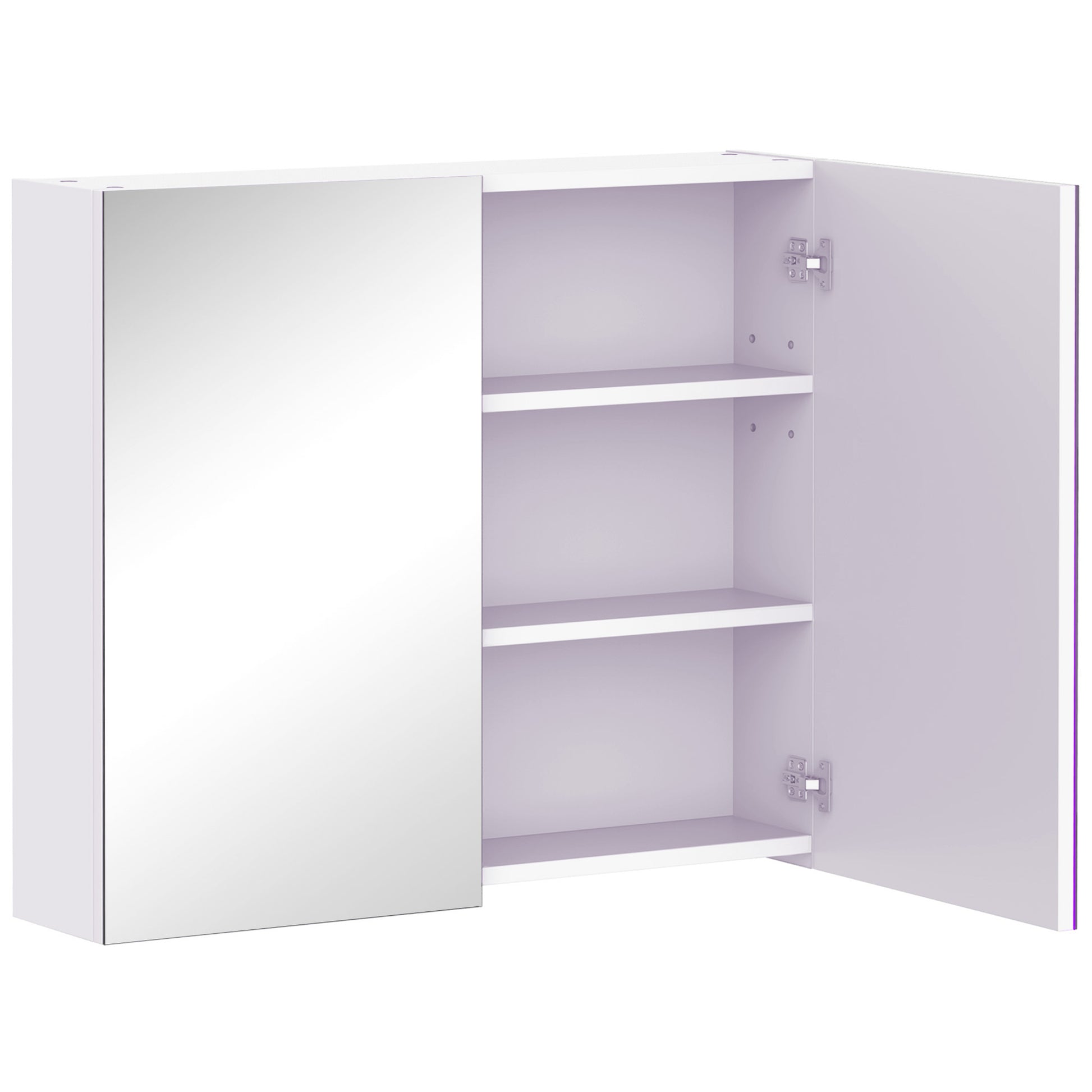 Photo of HOMCOM Bathroom Mirror Cabinet, 3-Tier Wall Mount Bathroom Storage Cabinet with Soft-Close Hinges and Adjustable Shelf, Double Door Cupboard, 70 x 15 x 60 cm, White in White colour on a white background