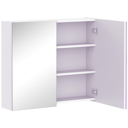 Photo of HOMCOM Bathroom Mirror Cabinet, 3-Tier Wall Mount Bathroom Storage Cabinet with Soft-Close Hinges and Adjustable Shelf, Double Door Cupboard, 70 x 15 x 60 cm, White in White colour on a white background