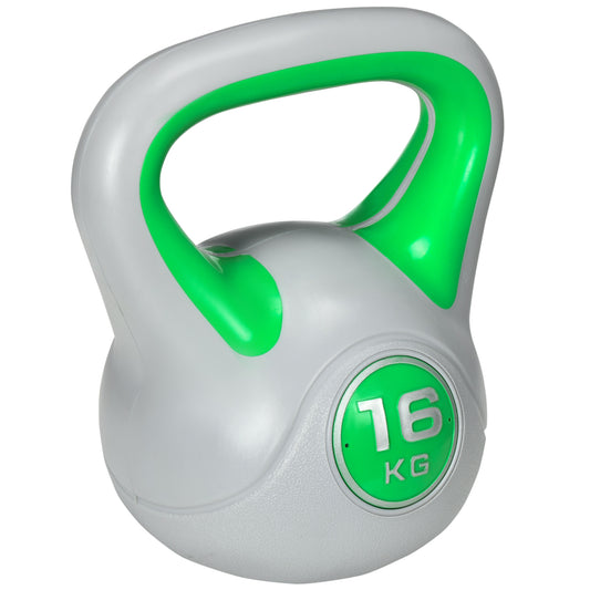 Photo of SPORTNOW Kettlebell, 16kg Kettle Bells with Handle for Home Gym Weight Lifting and Strength Training, Green and Grey in Grey colour on a white background