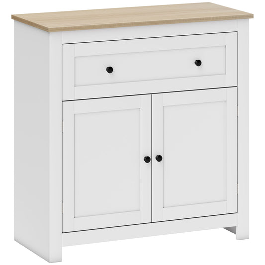 Photo of HOMCOM Sideboard Storage Cabinet, Morden Kitchen Cupboard with Adjustable Shelf, Drawer and Double Doors, Sideboard for Living Room, Dining Room, Hallway, White in White colour on a white background