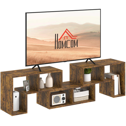 Photo of HOMCOM Three-Block Modular TV Stand - Rustic Brown in Brown colour on a white background